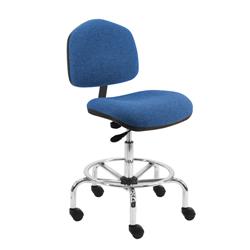Fabric Wide Chair With Adj.Footring and Chrome Base, 17"-25" H  Single Lever Control
